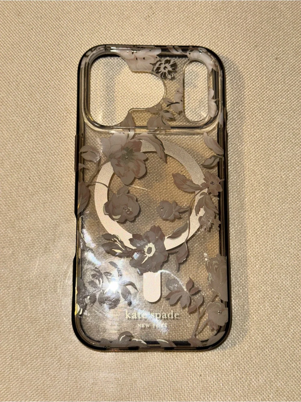 kate spade Floral Clear iPhone Case with Pink and Gold Accents